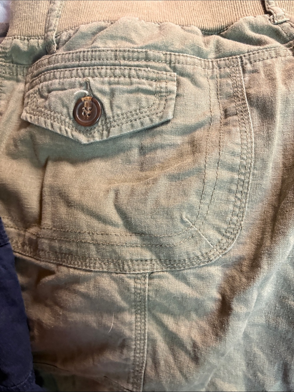 TWO PAIRS!! Faded Glory Navy and Olive Green Womens Cargo Shorts Set - Picture 3 of 6